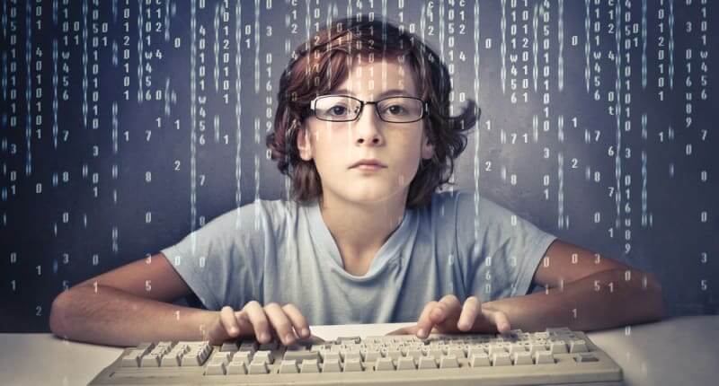 Kid Uses Computer Keyboard