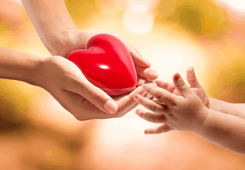 Caring Hands Red Heart Shape